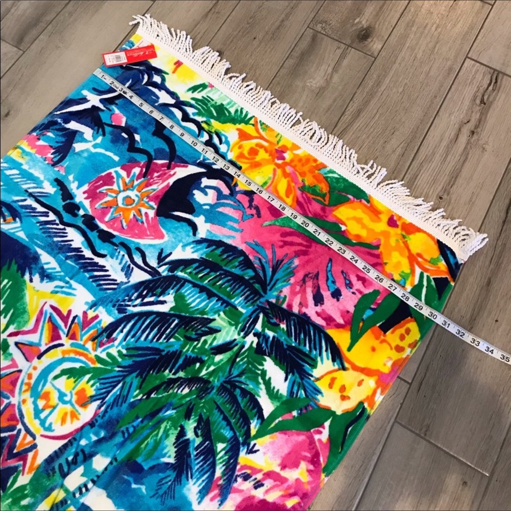 2Chillies Cotton Beach Towel Hawaiian Floral Kids Size Fringed New - Picture 9 of 15